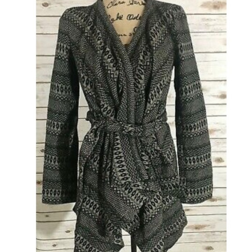 Jack by BB Dakota Black and Grey Open Front Cardigan